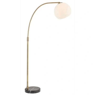 Image of Otto Complete Floor Lamp Matt Antique Brass Plate, Opal Glass