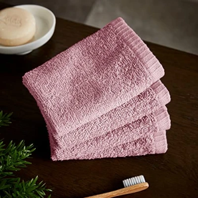 Image of Catherine Lansfield Quick Dry Cotton 4 Pack Face Cloth Pink