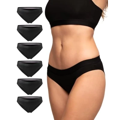 Image of DANISH ENDURANCE Women&#039;s Knickers, Organic Cotton Underwear, Panties, Soft Ladies Pants, Comfortable Bikini Briefs, For Daily Wear, 3 or 6 Pack, Black, M