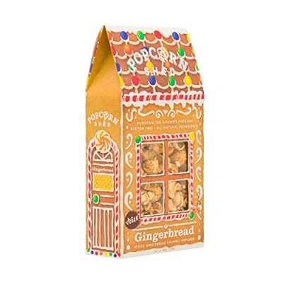 Image of Popcorn Shed Gingerbread Gourmet, Gift Box, Christmas, Gluten Free, Natural, Vegan Movie Night Snack, 80 g, Brown