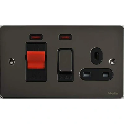 Image of Schneider Electric Ultimate flat plate (UFP) Curved metal capped rockers for a stylish look and easier operation Wiring Devices Black Nickel GU4201BBN
