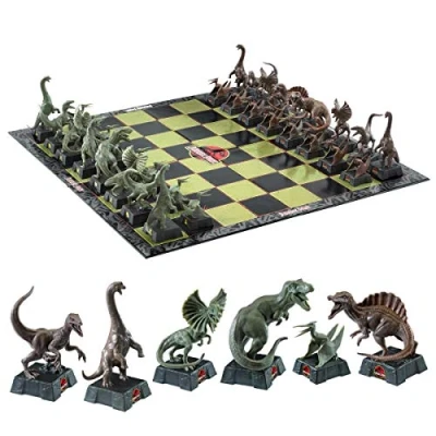 Image of The Noble Collection Jurassic Park Chess Set 32 Highly Detailed Plastic Pieces Officially Licensed Film Movie Game Gifts