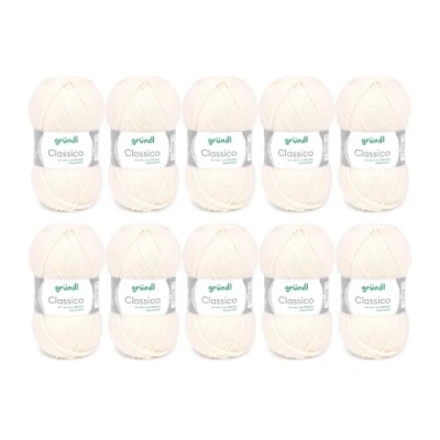 Image of Grundl Hand Knitting Yarn Virgin Wool (Merino Superwash), 50% polyacrylic, Crema, 30 x 32 8 cm