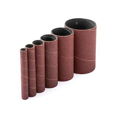 Image of POWERTEC 11204 4.5&quot; Sanding Sleeves for Spindle Sander 80 Grit Aluminum Oxide Sandpaper 4 1/2 Long in 6 Diameters 1/2, 3/4, 1, 1 2 and 3 Pk
