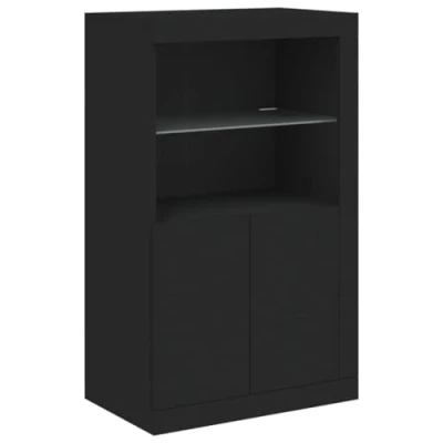 Image of vidaXL Black Engineered Wood Side Cabinet with RGB LED Lights and Ample Storage Space Versatile, Trendy Design for Home Decor