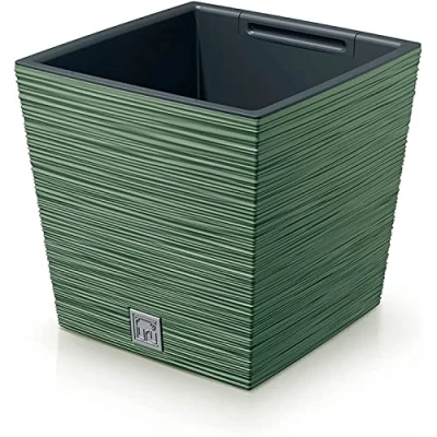 Image of Prosperplast Ground Planter with Tank Furu Collection 24 x 23.5 cm, 7.5 L Capacity, Green, Terra, 23,5 cm