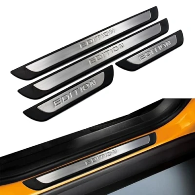Image of Axenture Compatible with Toyota AURIS Chrome Door Sill Trim Plate Covers Scratch Guard 4 Pcs