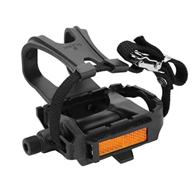 Image of 1 Pair Bike Pedal, Nylon Cycling Pedals with Clip Block Integrated Toe Cage Strap for Mountain Road Bikes