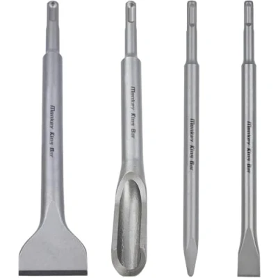 Image of Monkey King Bar Chisel Set with SDS Plus Shanks, 4pc Masonry Concrete Drill Bit Set, Tile Grooving Flat Point Scaling Chisels 40Cr Steel Rotary Hammer Tool Kit Bits for Home Improvemen