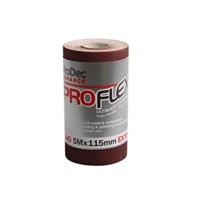 Image of ProDec Advance 5m Roll 240 Grit Extra Fine Grade ProFlex Ultra Flexible Crack Resistant Aluminium Oxide Abrasive Sanding Paper for Wood, Paint, Plaster, Filler, Metal and More, 115mm Wide