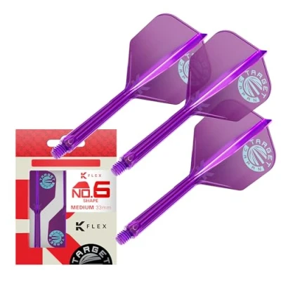 Image of TARGET Japan K Flex Dart Flights and Shaft System, No.6 Pack of 3 Kflex All In One Flight, Purple Limited Edition Darts Accessories Stem Medium (33mm)