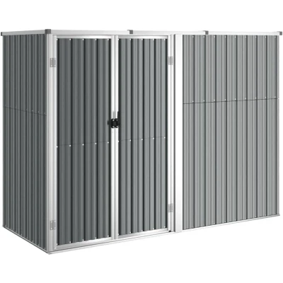 Image of vidaXL Garden Tool Shed Grey 225x89x161 cm Galvanised Steel