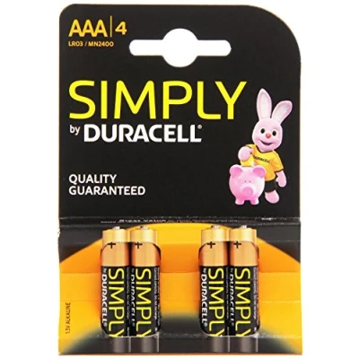 Image of Duracell Plus MN2400 Alkaline AAA Batteries, 4 batteries black