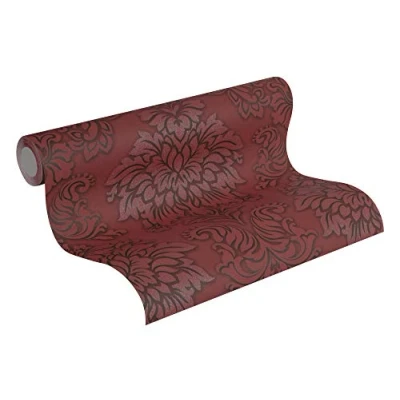 Image of Livingwalls Baroque Wallpaper Metropolitan Stories Non Woven Lizzy London 10.05 m x 0.53 Red Silver Black Made in Germany 368983 36898 3