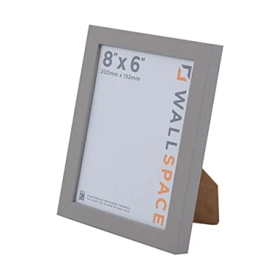 Image of Wall Space 8x6 Grey Frame Modern Photo 8 x 6 inches Wooden 6x8 Picture Frames made from SOLID WOOD with REAL GLASS