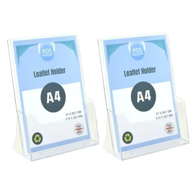 Image of Pos Display Shop 2 x A4 Portrait Free standing Brochure Dispenser, Leaflet Holder BPSC230 Counter Booklet Flyer Holder, Document Organiser, Literature