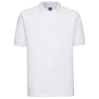 Image of Russell Athletic Mens Polycotton Pique Hardwearing Polo Shirt (White) Size 3XL