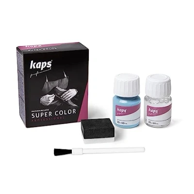 Image of Kaps Dye Super Color + Preparer (25 ml Each), Professional Leather for Natural Leather, Faux and Fabric, Nourishing Repairing Shoes (121 Sky Blue)
