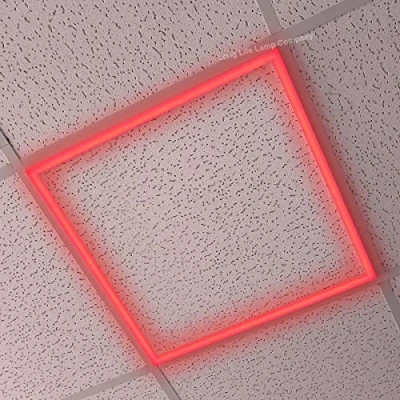 Image of Long Life Lamp Company 40w Edge Lit LED Panel 600 x Recessed Ceiling Light RED, Suspended Border Frame