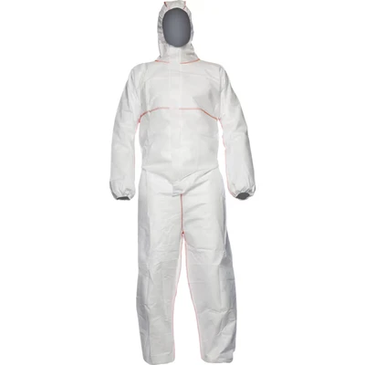 Image of White Coveralls Hooded Large Dupont