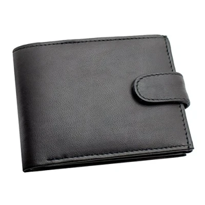 Image of RAS Mens RFID Blocking Genuine Leather Trifold Wallet for Coins Cash and Id 94 Black