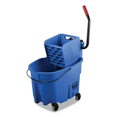 Image of Rubbermaid Commercial WaveBrake 2.0® 35 QT Side Press Mop Bucket and Wringer, Blue (FG758888BLUE)