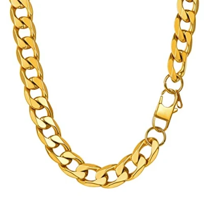 Image of PROSTEEL Mens Gold Chain Necklace 13MM 66CM Length Stainless Steel Male Jewelry