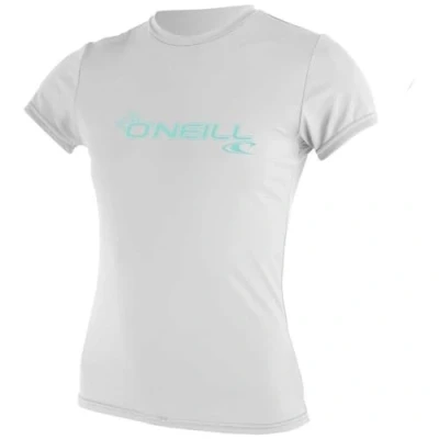 Image of O&#039;Neill Wetsuits Women&#039;s Wms Basic Skins Short Sleeve Sun Shirt Rash Vest, White, S UK