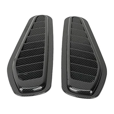 Image of Aramox Air Flow Intake Cover, 2pcs Carbon Fiber Style Car Decorative Scoop Bonnet Vent Hood Cover Universal
