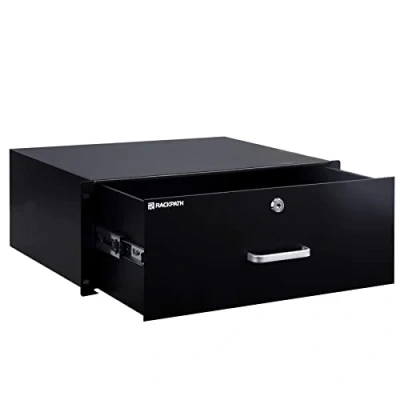 Image of RackPath 4U Rack Mount Drawer for 19 Inch AV/Network/DJ Equipment Racks or Cabinets with Lock and Key