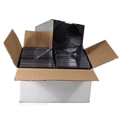 Image of Media Replication 80 X CD DVD Slimline Jewel 5.2mm Cases for 1 Disc With Black Tray Pack of