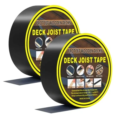 Image of Kingsea 2 x 50&#039; Waterproof Deck Joist Tape, Butyl Tape for Decking, Decking Beam Self Adhesive Flashing Joists Beams Wood
