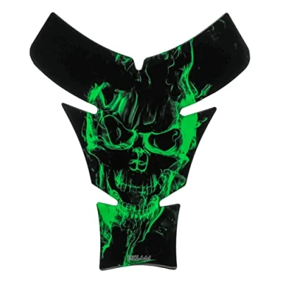 Image of BIKE label Tank Pad Motorcycle Sticker Skull Green Compatible with Kawasaki X500143VA