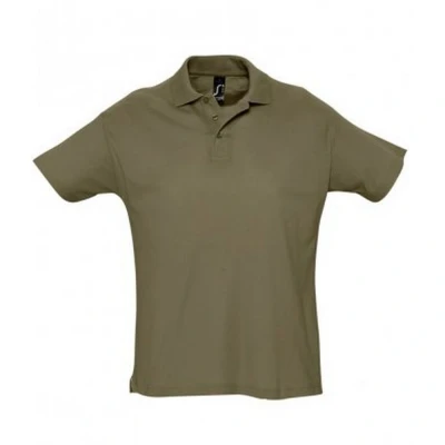 Image of SOLS Mens Summer II Pique Short Sleeve Polo Shirt (Army) Green Size X Small