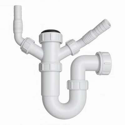 Image of Hulthor Easy Fit Telescopic P Trap for Washing Machine &amp; Dishwasher 40mm (1.5&quot;) Double Waste Connector, Sink Kit