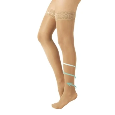 Image of MEDICAL SUPPORT HOLD UP 10 14 mm/Hg GRADUATED COMPRESSION STOCKING S, M, L, XL BLACK, SKIN MADE IN ITALY (L, SKIN)