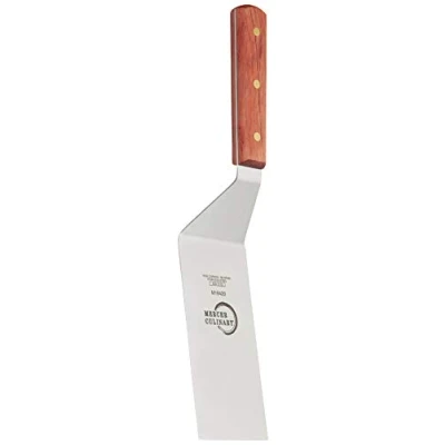 Image of Mercer Culinary Praxis 6 x 3 Inch Square Edge Turner, Wood Handle, Stainless Steel, 25x10x3 cm, Silver
