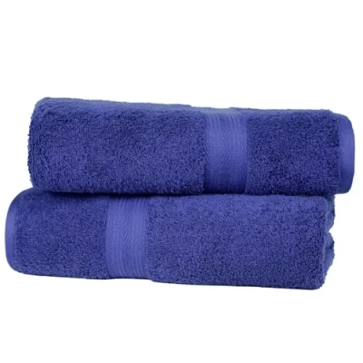 Image of Amazon Basics 2 Bath towel for bathroom, Fade Resistant 100% Cotton Towels, soft absorbent, Pack (70x140 cm), Royal Blue