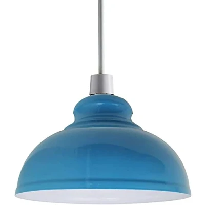 Image of LEDSone Blue Industrial Ceiling Pendant Light Shades, 29cm Retro Vintage Style Curvy Dome Shaped Lamp Shade for Lights