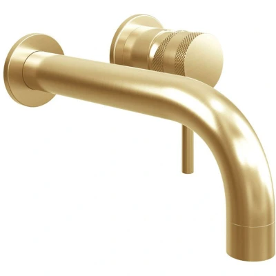 Image of Orbit Core Lever Basin Mixer Tap Wall Mounted Brushed Brass