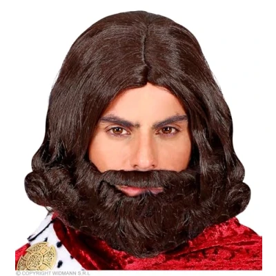 Image of Widmann 01167 Medieval King Wig with Beard, Brown, Standard Size