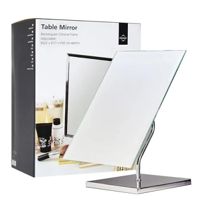 Image of Premier Housewares Large Rectangle Free Standing Adjustable Mirror Chrome…