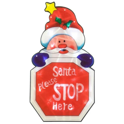Image of Mr Crimbo Christmas Window Silhouette Light Decoration Battery Operated 46cm Santa Stop Here