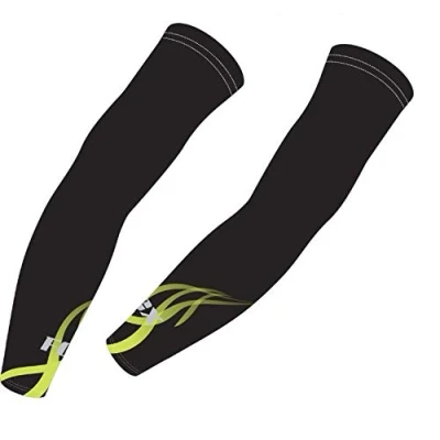 Image of Cycling Arm Warmer Sleeves Outdoor UV Sun Protection Sports Running Driving Unisex Black (Black Green, Large/XL)