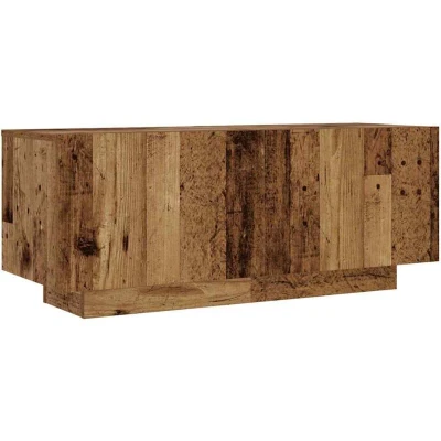 Image of vidaXL bedside cabinet freestanding old wood table, engineered wood, 100x35x40 cm, brown, modern style, bedroom furniture