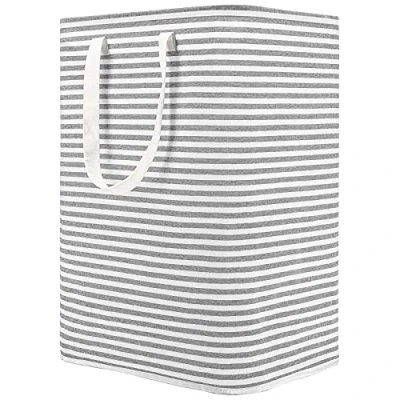 Image of DOKEHOM 80L Freestanding Laundry Hamper with Handle, Collapsible Large Cotton Storage Basket for Clothes (Grey)