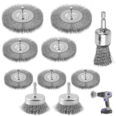 Image of Wire Brushes for Drills Set, 10pcs Brush Wheel &amp; Cup Set with 1/4 Inch Shank Kit Tube Cleaning Rust Wood Removal, Removing Paint
