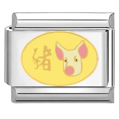 Image of Quiges 9mm Italian Style Charm Link Module Stainless Steel Chinese Horoscope Pig for Bracelets