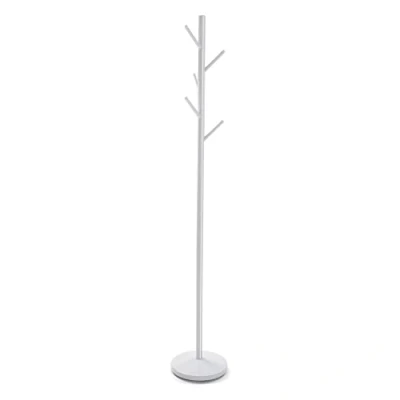 Image of Versa Adelisa Floorstanding Coat Rack ideal for hallway or entryway, with 5 Clothes Bag Hooks Hangers the Entrance Hall, Measurements (H x L W) 170 28,5 cm, Metal, Colour White