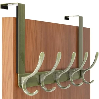 Image of SKOLOO Over The Door Hook 5 Hooks, Hanger for Hanging Clothes/Towels/Coats/Backpack/Hat, Coat Rack(Bronze)